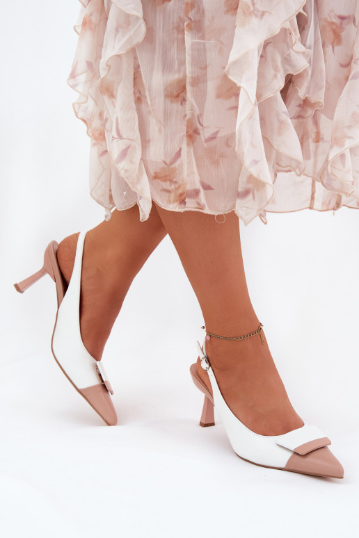 Style élégant chaussures à talons hauts avec des ornements Eko Peau couleur blanche Ottoles