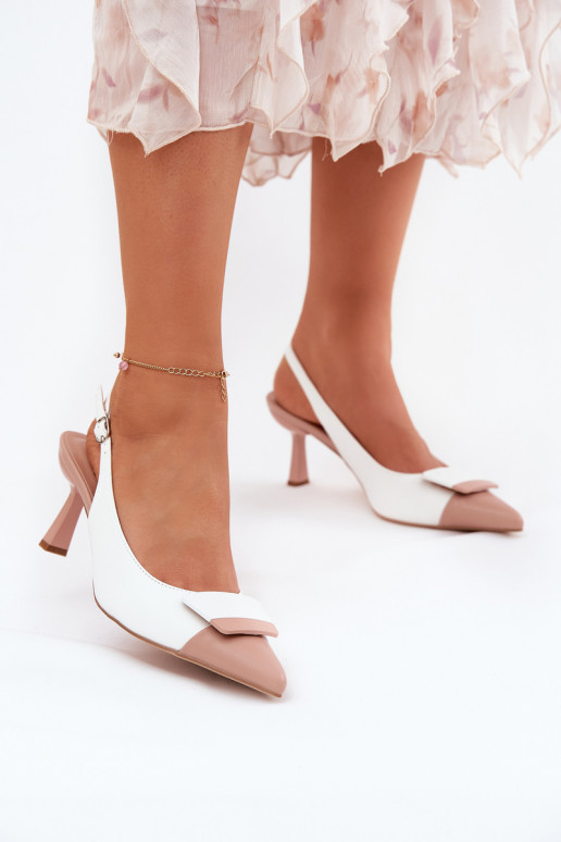 Style élégant chaussures à talons hauts avec des ornements Eko Peau couleur blanche Ottoles