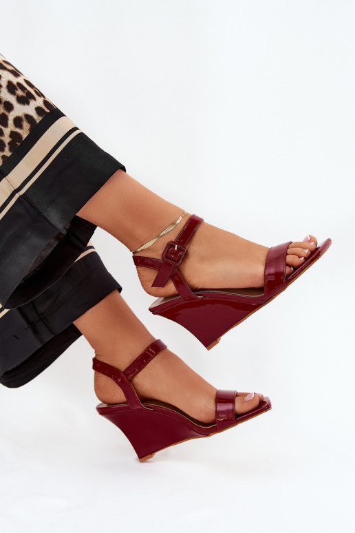 Sandales laquées pour femme Sur un coin Bourgogne Vliraya Sandales laquées pour femme Sur un coin Bourgogne Vliraya