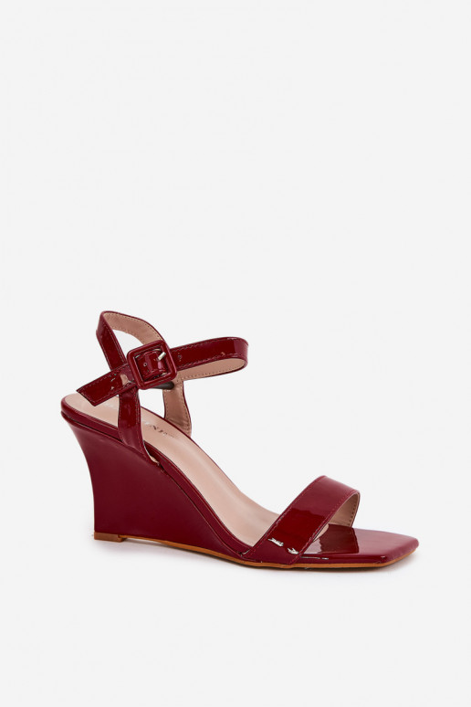 Sandales laquées pour femme Sur un coin Bourgogne Vliraya Sandales laquées pour femme Sur un coin Bourgogne Vliraya