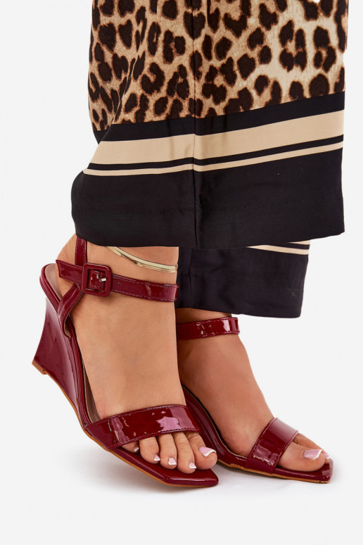 Sandales laquées pour femme Sur un coin Bourgogne Vliraya Sandales laquées pour femme Sur un coin Bourgogne Vliraya