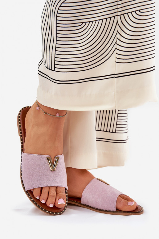 Damespantoffels met brede hakken Met sierlijki Detalami Paars Saliena Damespantoffels met brede hakken Met sierlijki Detalami Paars Saliena