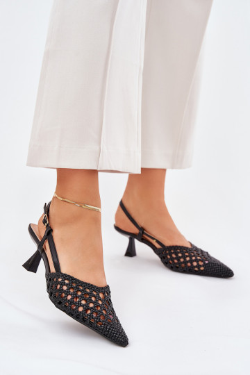 chaussures à talons hauts Ze Szpiczastym Noskiem I Odkrytą Piętą couleur noire Umirana