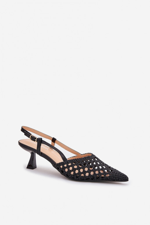 chaussures à talons hauts Ze Szpiczastym Noskiem I Odkrytą Piętą couleur noire Umirana