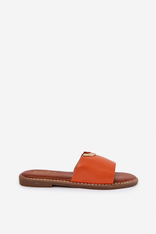 Pantoufles pour femmes Eko Peau Avec des décorationsi Detalami couleur orange Mevith Pantoufles pour femmes Eko Peau Avec des décorationsi Detalami couleur orange Mevith