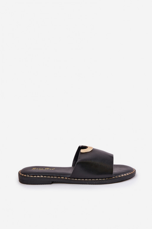 Pantoufles pour femmes Eko Peau Avec des décorationsi Detalami couleur noire Mevith Pantoufles pour femmes Eko Peau Avec des décorationsi Detalami couleur noire Mevith