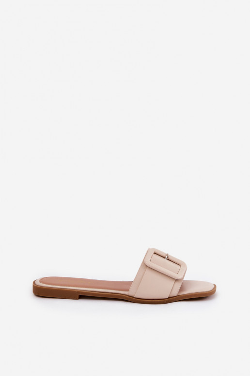 gelijk aan Damespantoffels Eko Leer met gespen beige Bamma