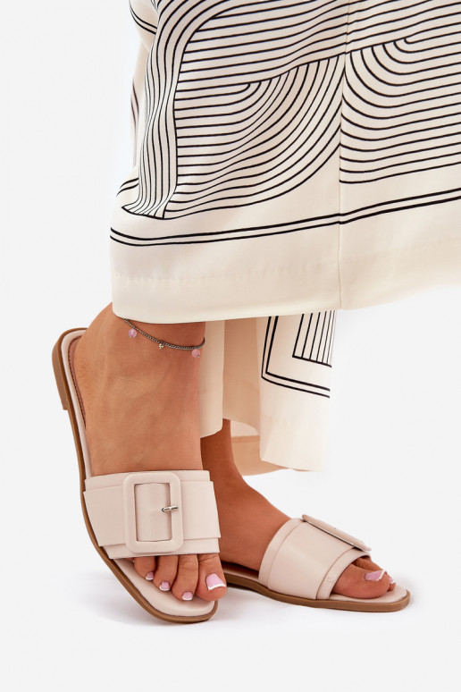 gelijk aan Damespantoffels Eko Leer met gespen beige Bamma