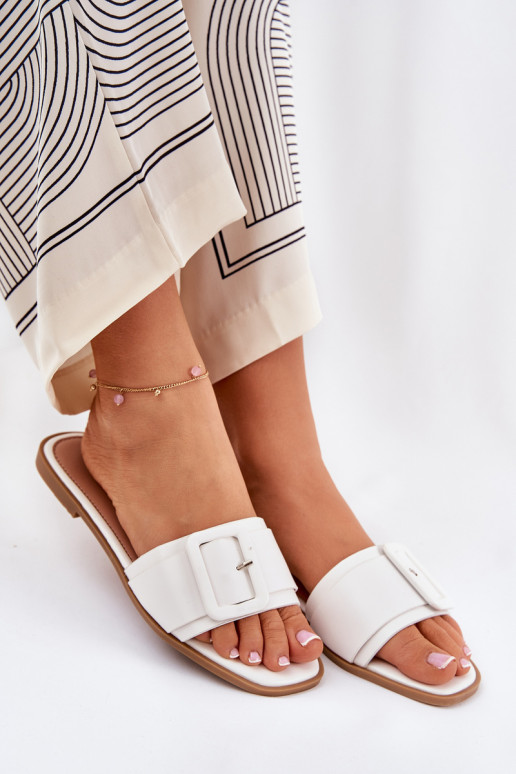 isocèle Pantoufles pour femmes Eko Peau avec boucles couleur blanche Bamma isocèle Pantoufles pour femmes Eko Peau avec boucles couleur blanche Bamma