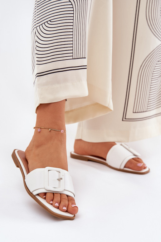 isocèle Pantoufles pour femmes Eko Peau avec boucles couleur blanche Bamma isocèle Pantoufles pour femmes Eko Peau avec boucles couleur blanche Bamma