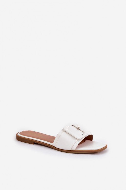 isocèle Pantoufles pour femmes Eko Peau avec boucles couleur blanche Bamma isocèle Pantoufles pour femmes Eko Peau avec boucles couleur blanche Bamma