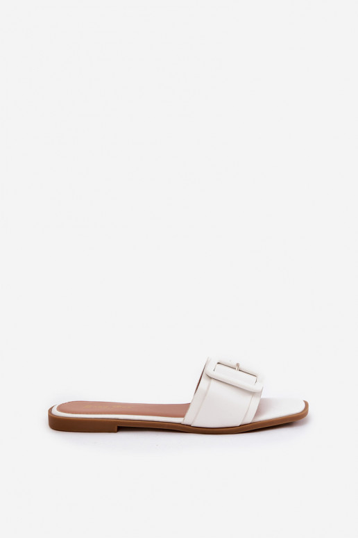isocèle Pantoufles pour femmes Eko Peau avec boucles couleur blanche Bamma isocèle Pantoufles pour femmes Eko Peau avec boucles couleur blanche Bamma