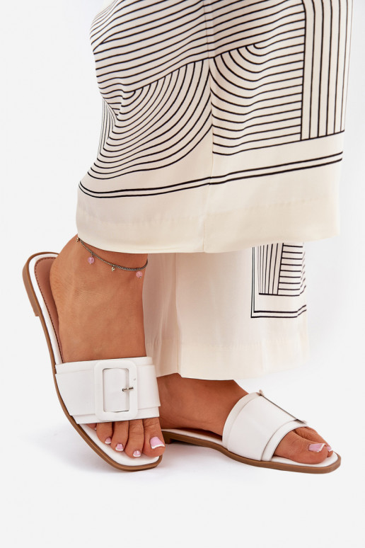 isocèle Pantoufles pour femmes Eko Peau avec boucles couleur blanche Bamma isocèle Pantoufles pour femmes Eko Peau avec boucles couleur blanche Bamma