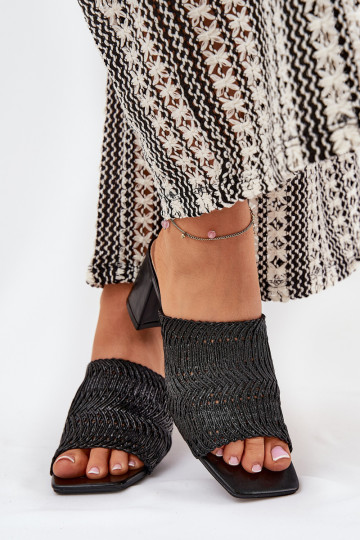 dames slippers met vlecht en hak zwart Ciariloria 2