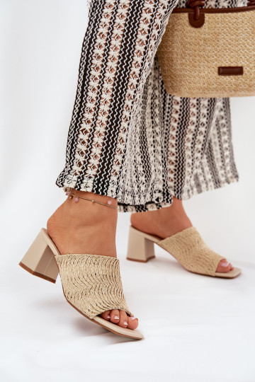 Pantoufles pour femmes avec tressage et talons couleur sable Ciariloria 2
