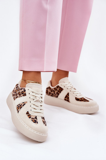 Baskets pour femmes avec motifs et plateforme couleur sable Įjungtativira 2