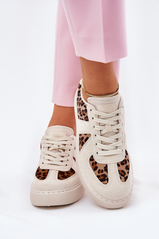 Sneakers model schoenen Dames en schriftelijk met platform beige Optivira