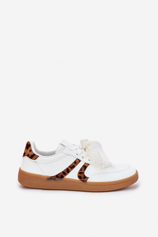 Faible Chaussures modèle baskets Féminin avec de la dentelle avec des motifs en fourrure de léopard couleur blanche Zielle Faible Chaussures modèle baskets Féminin avec de la dentelle avec des motifs en fourrure de léopard couleur blanche Zielle