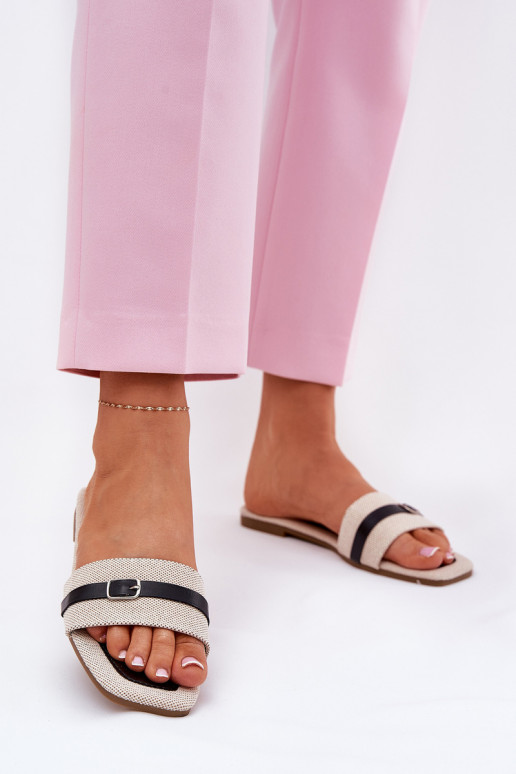 isocèle Pantoufles pour femmes avec des sangles I avec boucles beige-couleur noire Zilina isocèle Pantoufles pour femmes avec des sangles I avec boucles beige-couleur noire Zilina