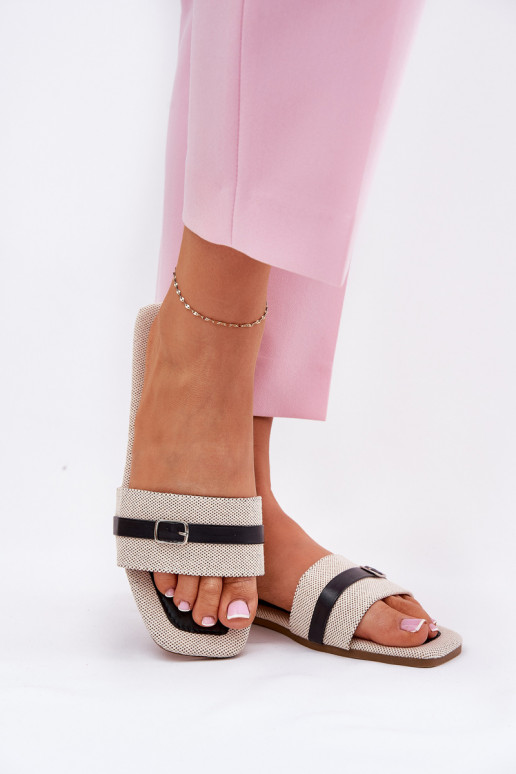 isocèle Pantoufles pour femmes avec des sangles I avec boucles beige-couleur noire Zilina isocèle Pantoufles pour femmes avec des sangles I avec boucles beige-couleur noire Zilina