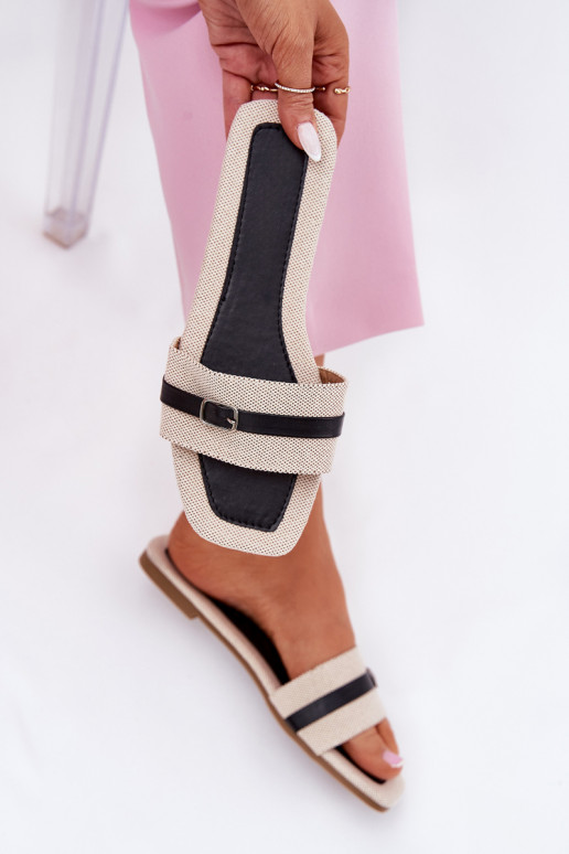 gleichschenklig Damenhausschuhe mit Riemen I mit Schnallen Beige-schZuarze Farbe Zilina gleichschenklig Damenhausschuhe mit Riemen I mit Schnallen Beige-schZuarze Farbe Zilina