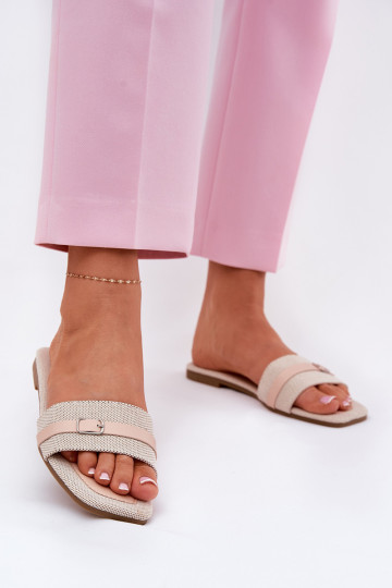 isocèle Pantoufles pour femmes avec des sangles I avec boucles beige Zilina