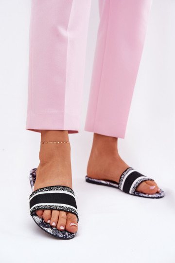 À motifs isocèle Pantoufles pour femmes couleur noire Leysi