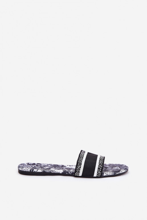 À motifs isocèle Pantoufles pour femmes couleur noire Leysi À motifs isocèle Pantoufles pour femmes couleur noire Leysi