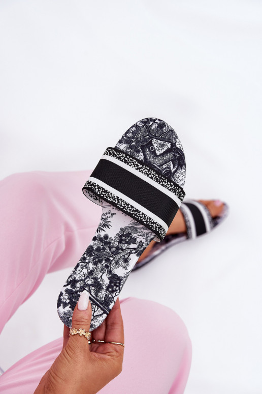 À motifs isocèle Pantoufles pour femmes couleur noire Leysi À motifs isocèle Pantoufles pour femmes couleur noire Leysi