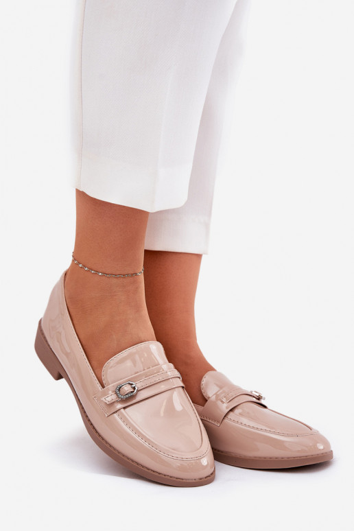 Mocassins laqués Féminin décorer avec boucles beige Mollan Mocassins laqués Féminin décorer avec boucles beige Mollan