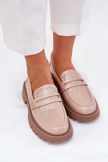 mocassins pour femmes avec effet vernis Avec décoration beige Activéllae