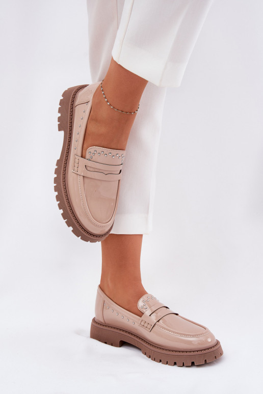 mocassins pour femmes avec effet vernis Avec décoration beige Activéllae