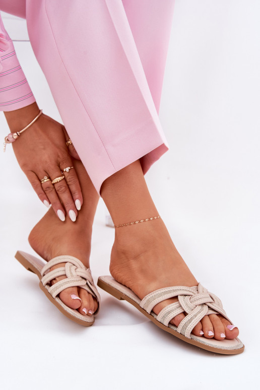 Chaussons Appartement pour femmes Z Przeplatającymi Się Paskami beige Acimine Chaussons Appartement pour femmes Z Przeplatającymi Się Paskami beige Acimine