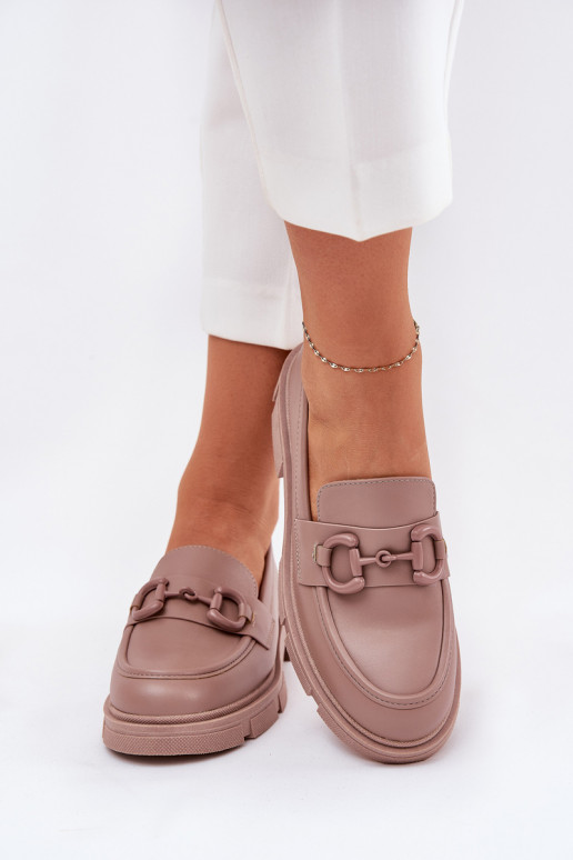 Mokassins für Damen Eko Haut Mit Dekorationen Detalem Khaki-Farbe Seftass