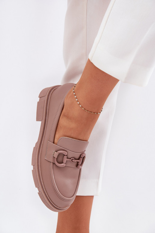 Mokassins für Damen Eko Haut Mit Dekorationen Detalem Khaki-Farbe Seftass