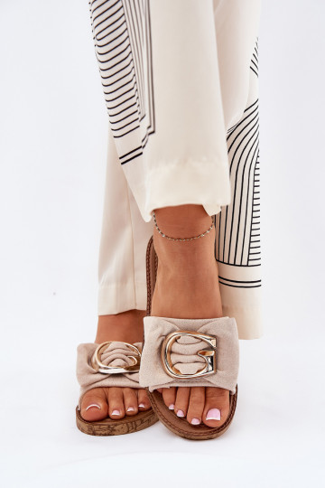 gelijk aan Damespantoffels Met sierlijk Detalem beige Nellodra