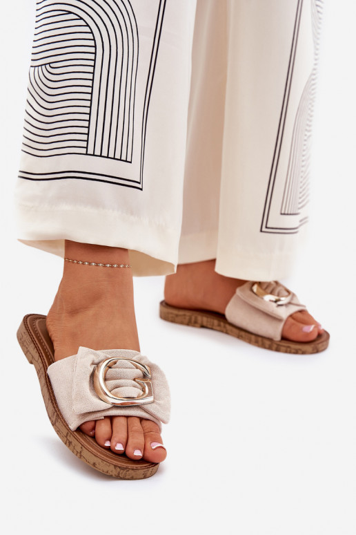 isocèle Pantoufles pour femmes Avec des décorations Detalem beige Nellodra