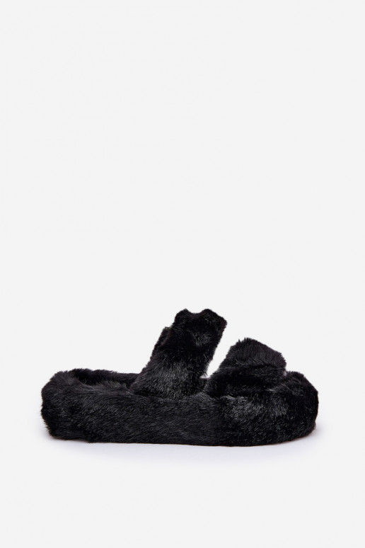 avec un manteau de fourrure Chaussons Féminin avec une plateforme couleur noire Talfedi avec un manteau de fourrure Chaussons Féminin avec une plateforme couleur noire Talfedi