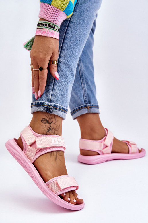 Feminin Sportlicher Stil Sandalen Big Star LL274729 pinke Farbe Feminin Sportlicher Stil Sandalen Big Star LL274729 pinke Farbe