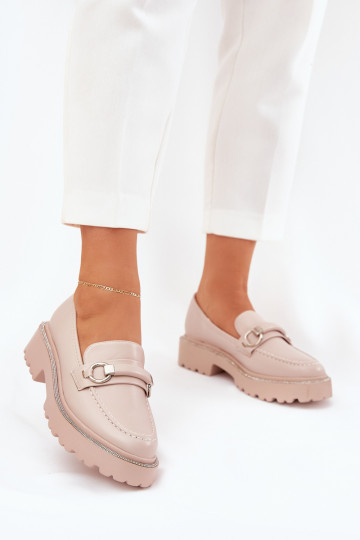 mocassins pour femmes Décoré Cyrkoniami beige Patina