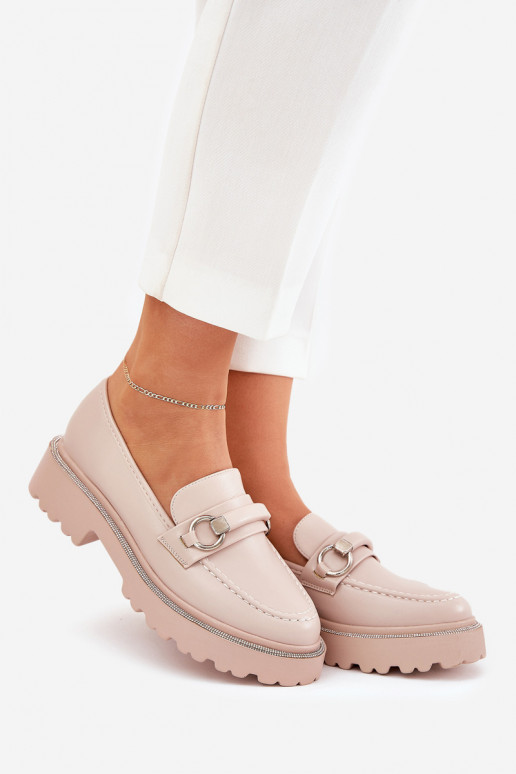 dames mocassins Versierd Cyrkoniami beige Patina