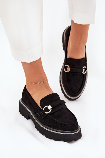 mocassins pour femmes Décoré Cyrkoniami couleur noire Patina