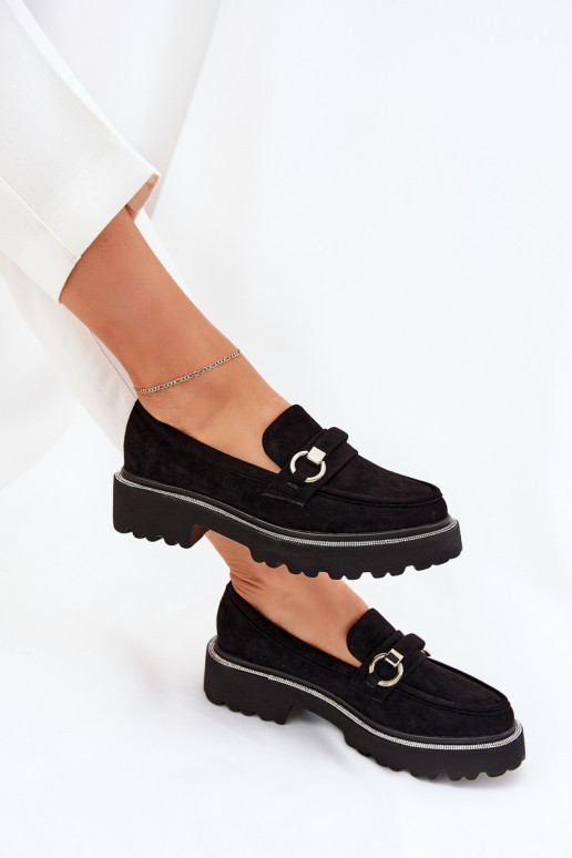 mocassins pour femmes Décoré Cyrkoniami couleur noire Patina mocassins pour femmes Décoré Cyrkoniami couleur noire Patina