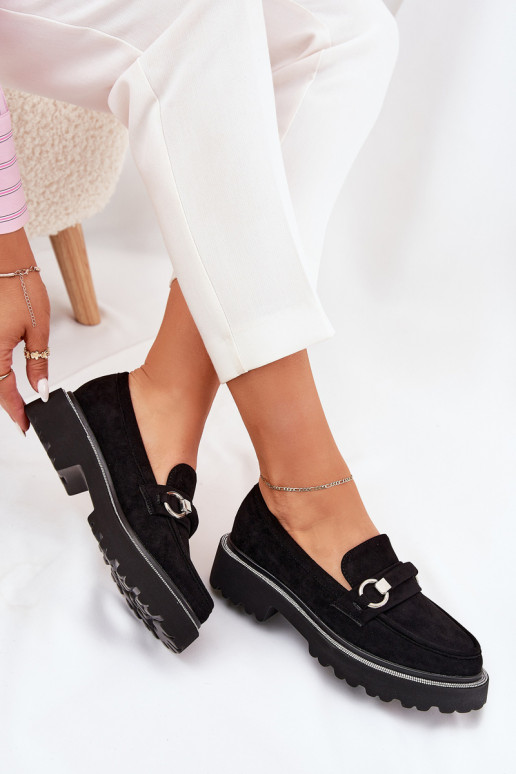 mocassins pour femmes Décoré Cyrkoniami couleur noire Patina mocassins pour femmes Décoré Cyrkoniami couleur noire Patina