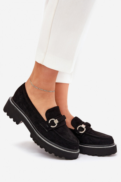 mocassins pour femmes Décoré Cyrkoniami couleur noire Patina mocassins pour femmes Décoré Cyrkoniami couleur noire Patina