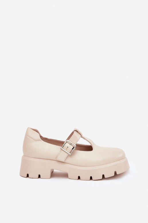Schuhe Feminin mit Schnallen mit einer Plattform Und flache Absätze Beige Venda
