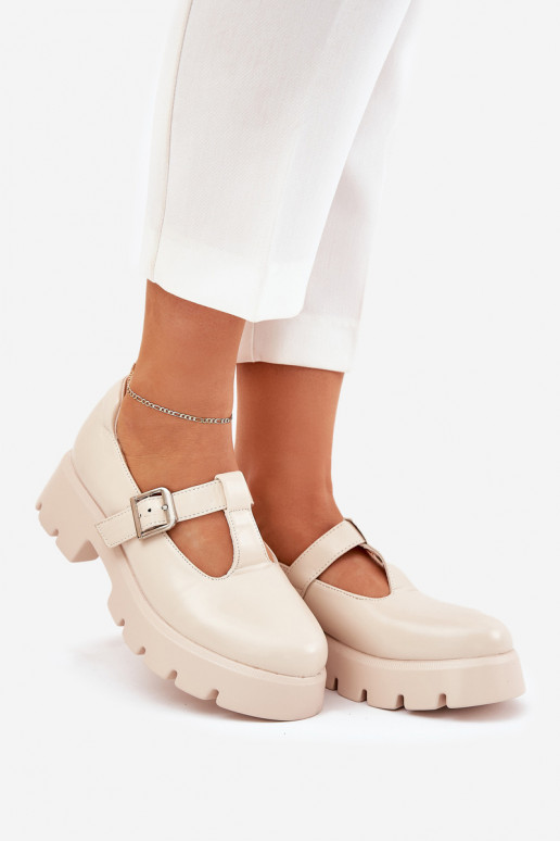 Schuhe Feminin mit Schnallen mit einer Plattform Und flache Absätze Beige Venda