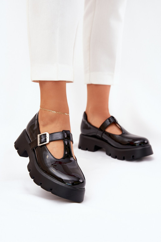 met lakeffect schoenen Dames met gespen met platform En platte hakken zInart Venda met lakeffect schoenen Dames met gespen met platform En platte hakken zInart Venda
