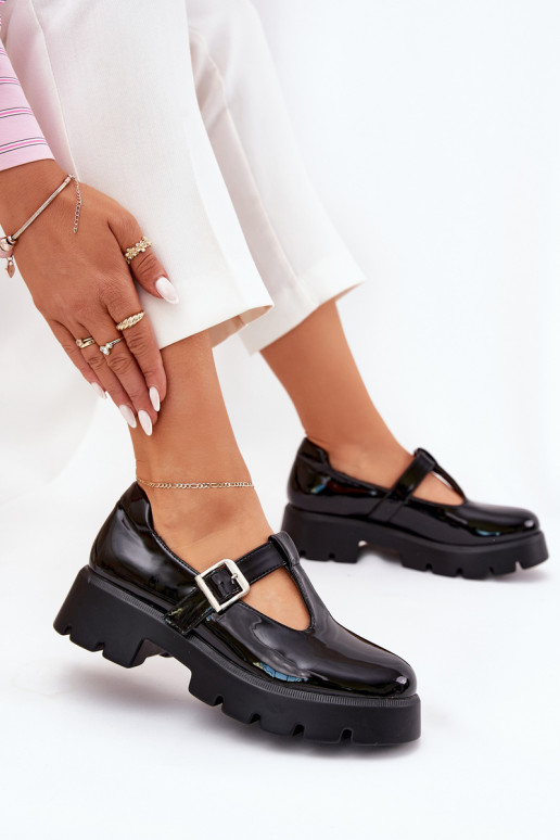met lakeffect schoenen Dames met gespen met platform En platte hakken zInart Venda met lakeffect schoenen Dames met gespen met platform En platte hakken zInart Venda