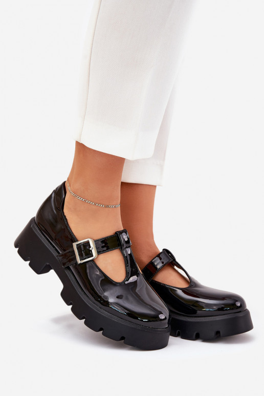 met lakeffect schoenen Dames met gespen met platform En platte hakken zInart Venda met lakeffect schoenen Dames met gespen met platform En platte hakken zInart Venda